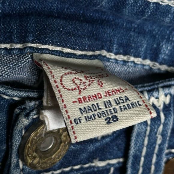 True Religion Billy Stretch Denim Blue Jeans Pocket Flaps Womens Size 28 x 34 - Picture 7 of 8